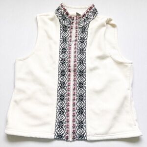 LL Bean Fleece Vest Womens XL Cottagecore Granny Chic Vintage